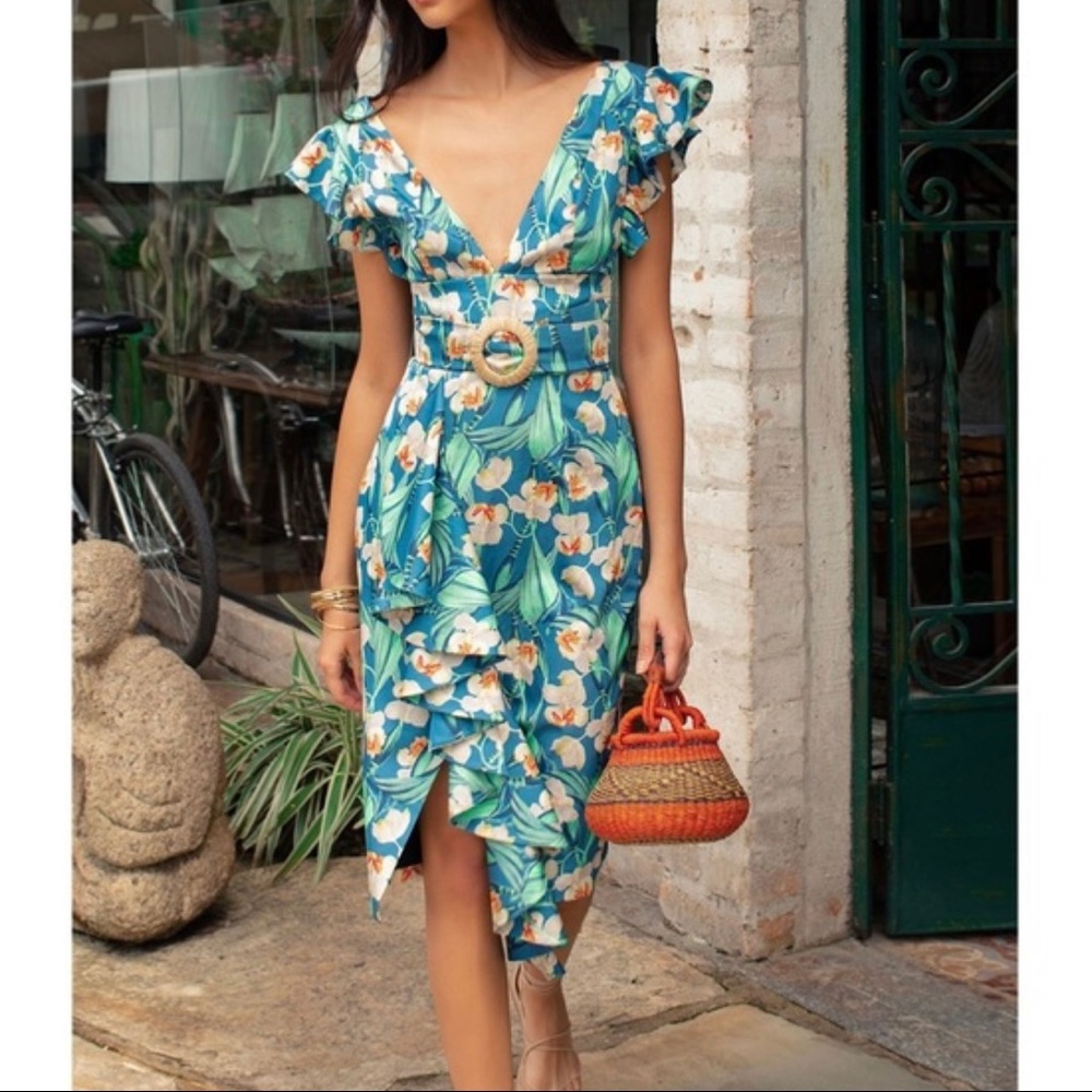 PatBO Floral Belted Midi Dress